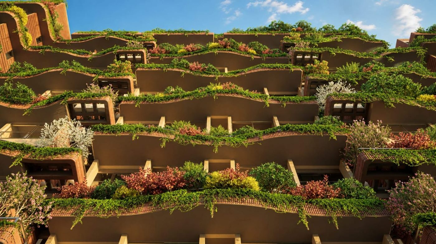 Living garden façade detail — artist's impression
