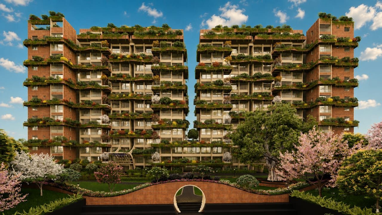 Hanging Gardens twin residential towers wrapped in living gardens — artist's impression